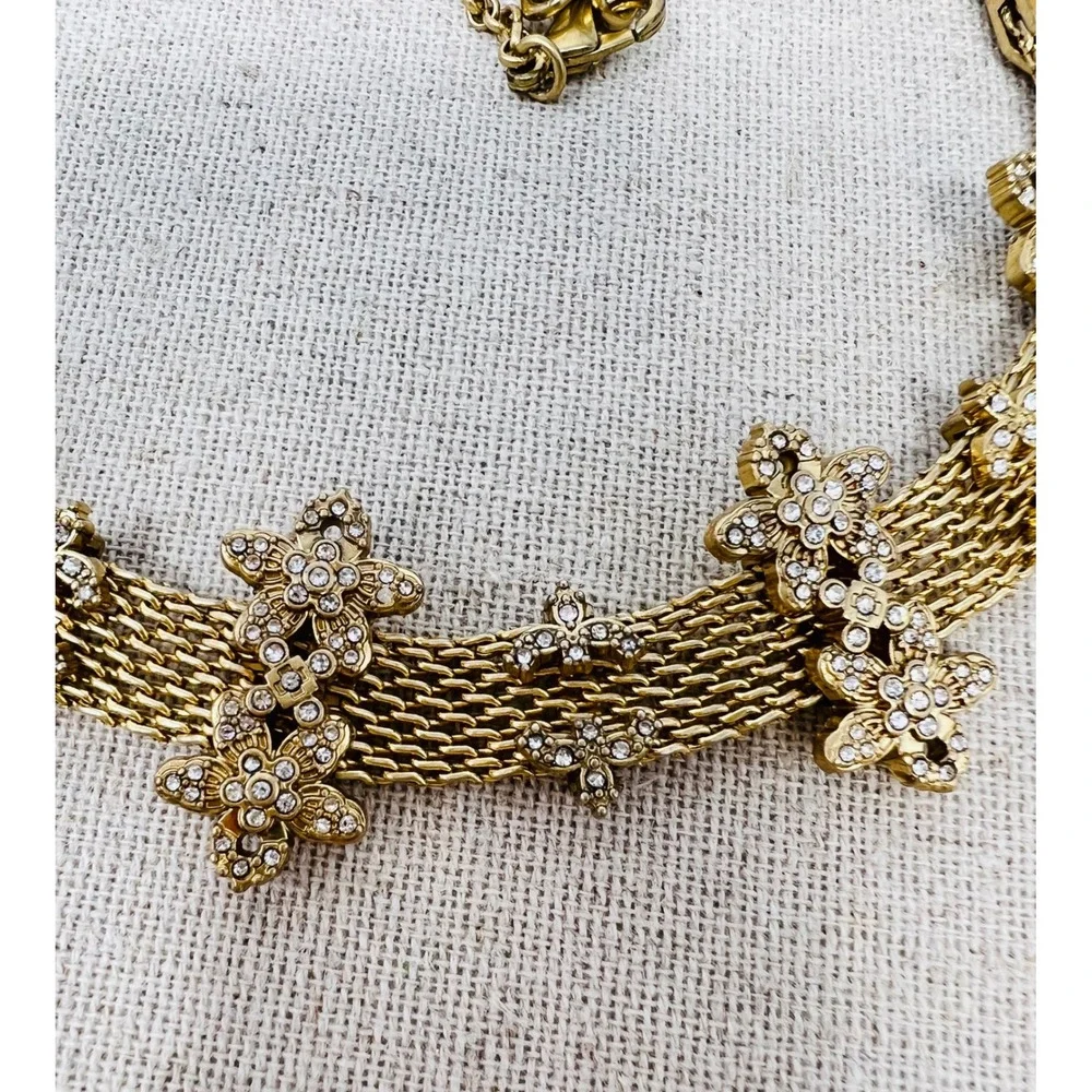 Cabi Bon Vivant Gold Tone Crystal Floral Convertible Necklace Bracelet